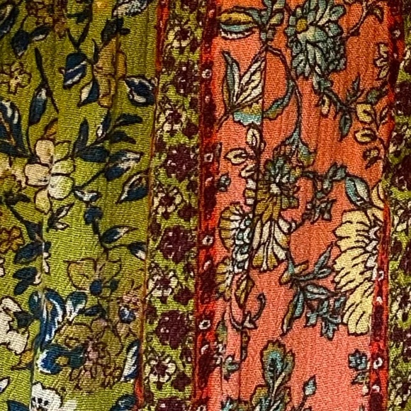 Easel Anthropologie Floral Vibrant Wide Leg Bell Bottom Boho Jumpsuit. Sz M - Picture 2 of 16